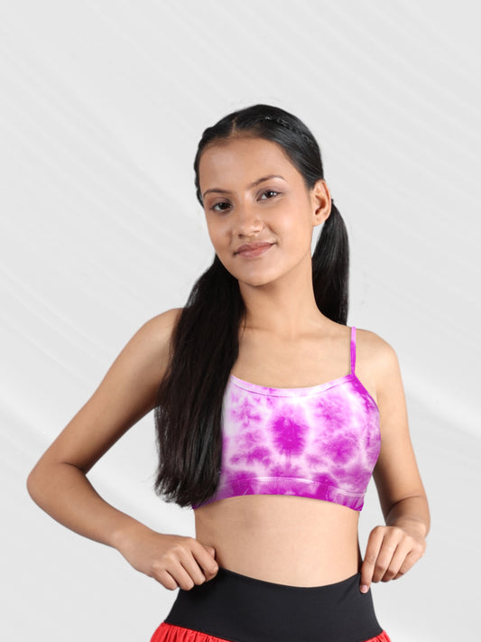 Cotton Sports Bra | Double-Layer Thin Strap | Non-Padded Beginner Bra | Printed Pattern