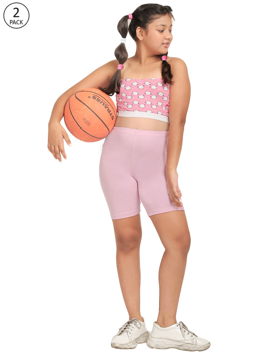 D'chica Pink Bralette and Cycling Shorts Set | Athleisure Wear