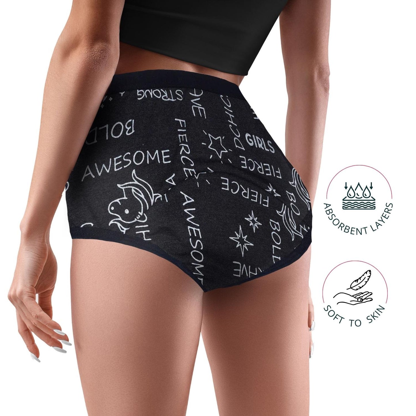 D'chica Pack of 2  Eco-Friendly Anti Microbial Lining Period Panties For Teenagers No Pad Required, Dark Grey & Grey - D'chica