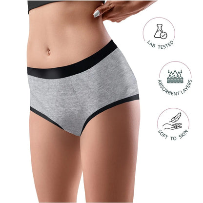 D'chica Flawless Print Eco-friendly, Anti-Microbial Lining, Period Panties For Teenagers Grey, No Pad Required - D'chica