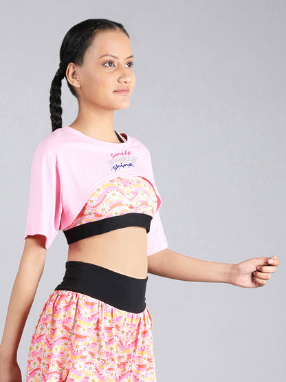 D’chica Stylish Bust Cut Active Wear Short Sleeve Stylish Cropped Exercise Top for Yoga - D'chica